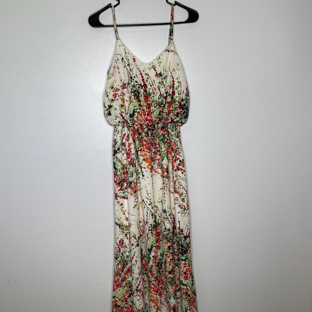 Caramela Women's Small Floral Print Maxi Spaghetti Strap Dress